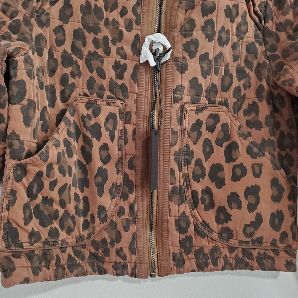 BLANK NYC Quilted Tencel Leopard Print Cropped Biker Brown Black Jacket Size S - Picture 4 of 9
